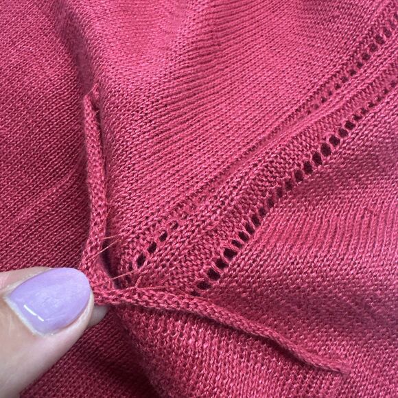 Eileen Fisher 100% Linen Cardigan Open Front Sweater‎ Plus Size 3X Red Pockets - Picture 8 of 8